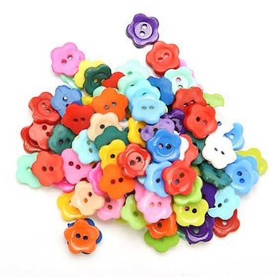 100 Pcs/lot Plastic Buttons Sewing DIY Craft decals for Children Plum flower